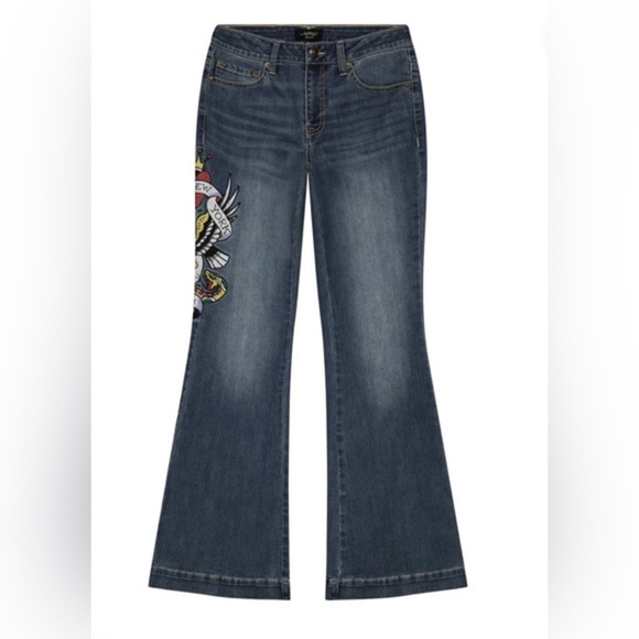 Ed Hardy NYC EAGLE SLIM FLARE medium vintage wash JEANs size 28 new - Picture 2 of 6